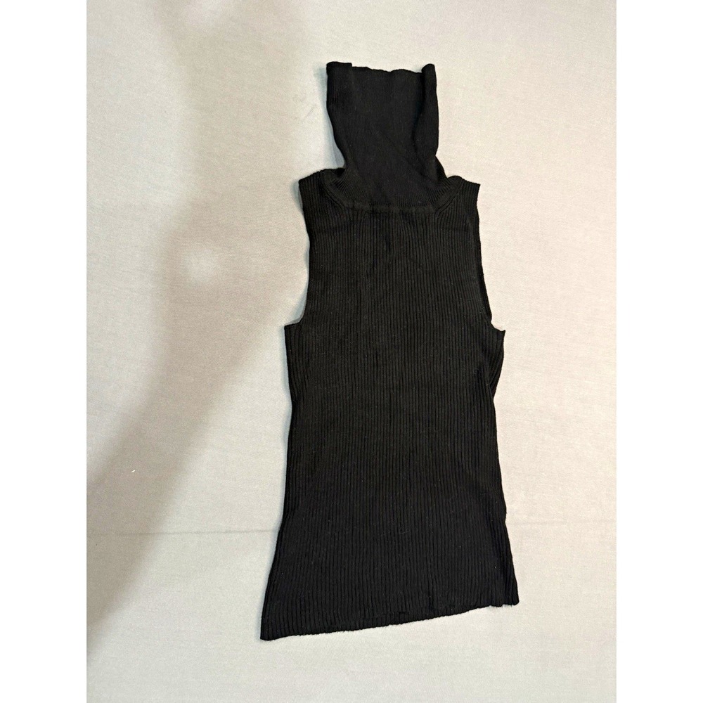 Atmosphere Women's 6 Black Ribbed Knit Stretch Slim Turtleneck Tank Top #113